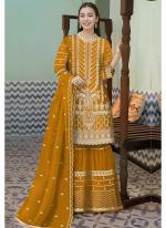 Organza Yellow Party Wear Embroidery Work Pakistani Suit